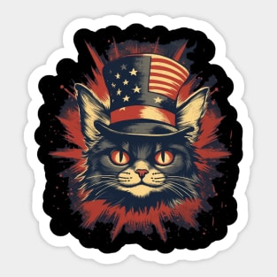 cat funy 4th of july Sticker